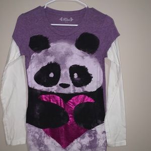 Purple panda shirt with white under shirt